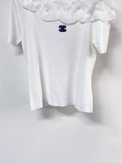 Chanel Short-Sleeve T-Shirt White in Wool 125427