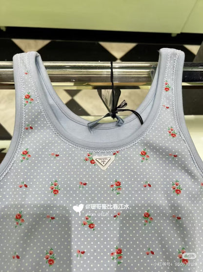 Prada 26 Summer Vest Blue in Cotton 160385