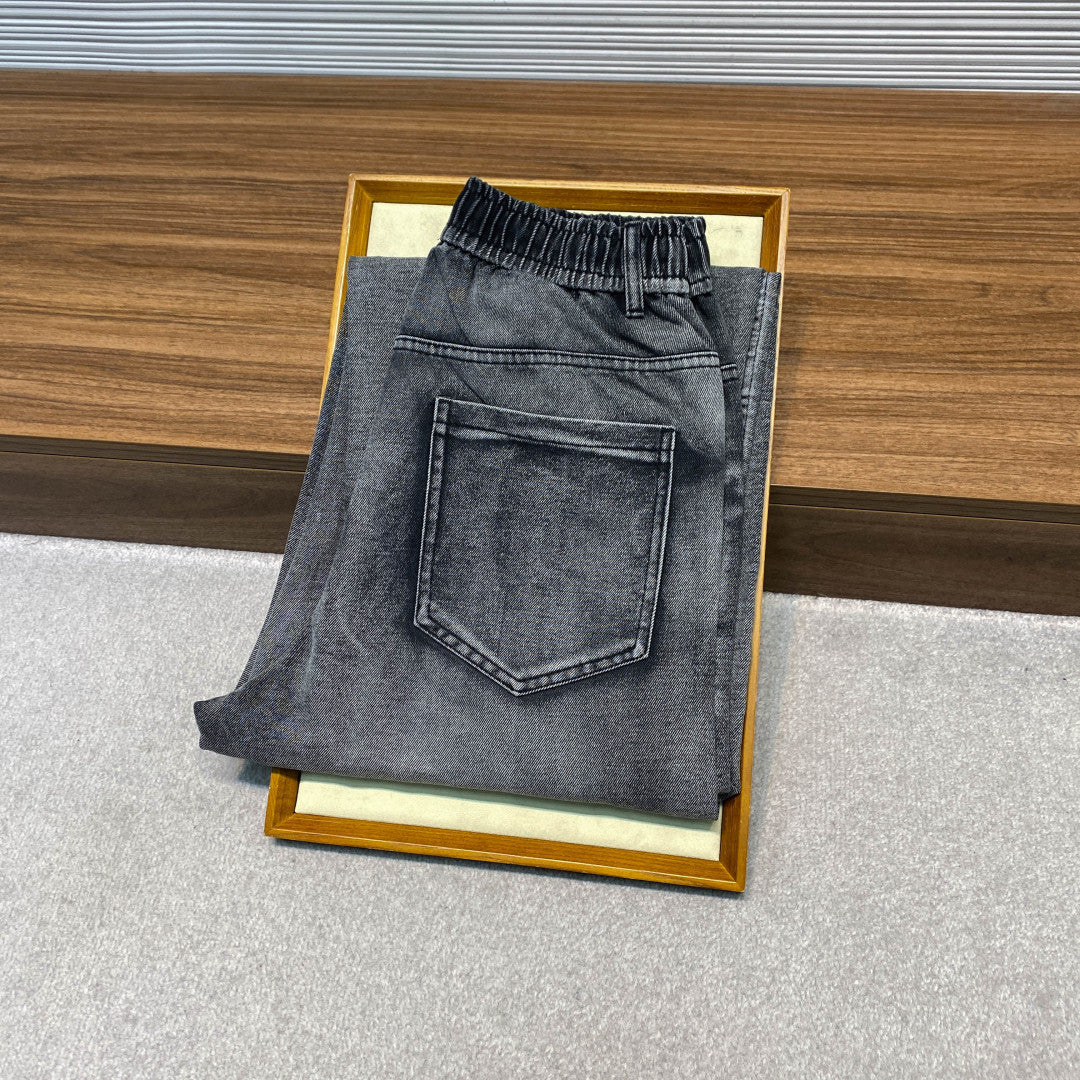 PRA26SS Gray Washed Lightweight Drawstring Jeans in Denim Cotton 963418