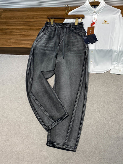 PRA26SS Gray Washed Lightweight Drawstring Jeans in Denim Cotton 963418