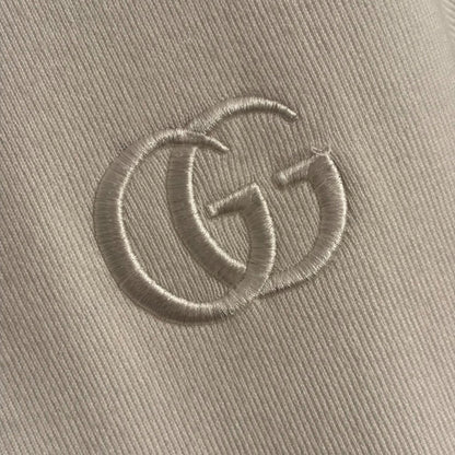 GG Embroidered Half-Button Collar Short-Sleeve Wool