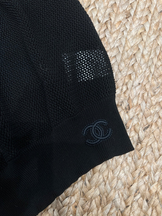 Chanel-inspired Knit Vest Black in Mesh 161799
