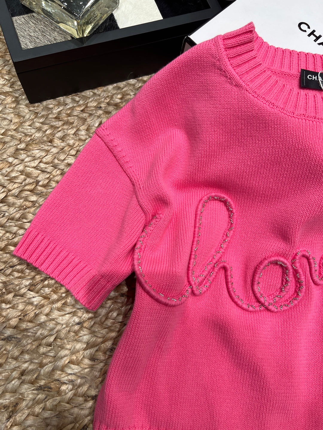 Chanel 26SS Knit Short-sleeved Top Pink in Cotton 161789