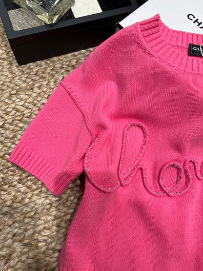 Chanel 26SS Knit Short-sleeved Top Pink in Cotton 161789