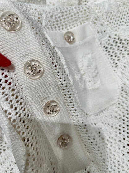 Chanel 26SS Knit with a Delicate Openwork Texture Cream in Cotton 161787