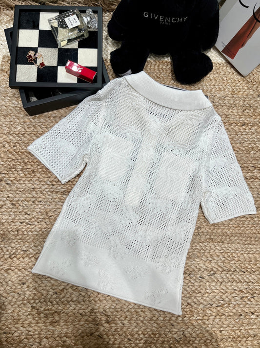 Chanel 26SS Knit with a Delicate Openwork Texture Cream in Cotton 161787