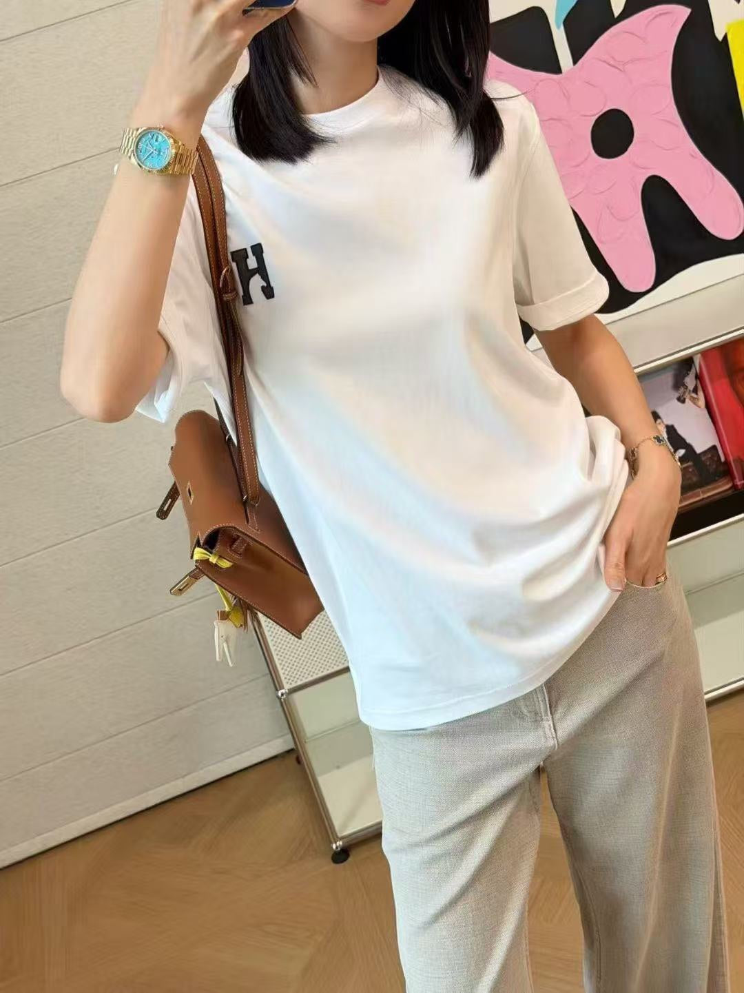 Hermes 26 Short-Sleeve T-Shirt White in Cotton 125006