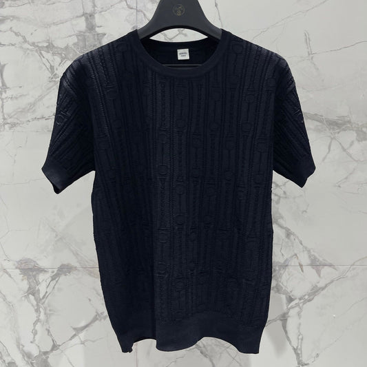 Hermes Print Knit Short-Sleeve T-Shirt Black in Silk Hyperbolic 122650