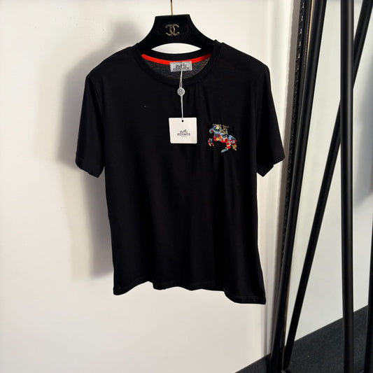 Hermes Pony Embroidery Short-Sleeve T-Shirt in Cotton 978342