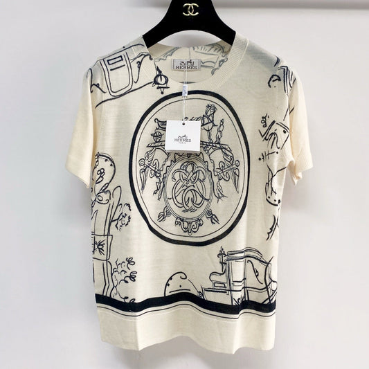 Hermes Short-Sleeve T-Shirt White in Wool 963827