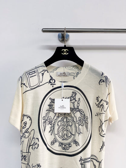 Hermes Short-Sleeve T-Shirt White in Wool 963827