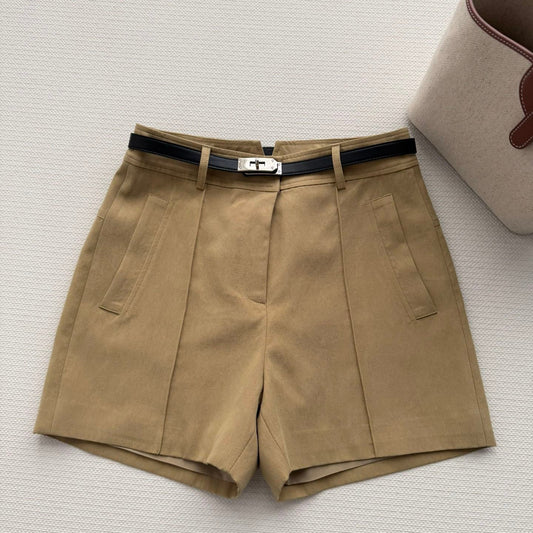 Hermes 26SS Shorts Khaki Brown in Cotton 943345