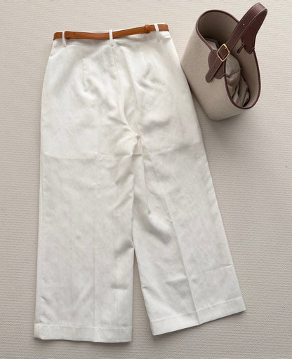 Hermes 26SS Cropped Wide-Leg Pants White in Cotton 938212