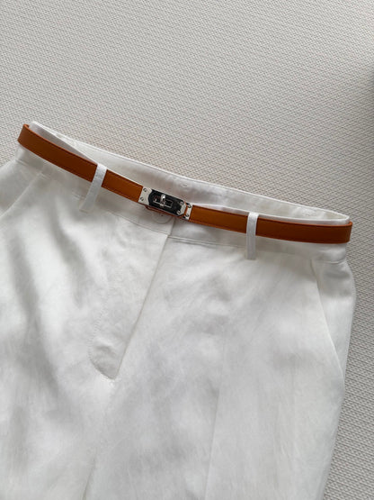 Hermes 26SS Cropped Wide-Leg Pants White in Cotton 938212