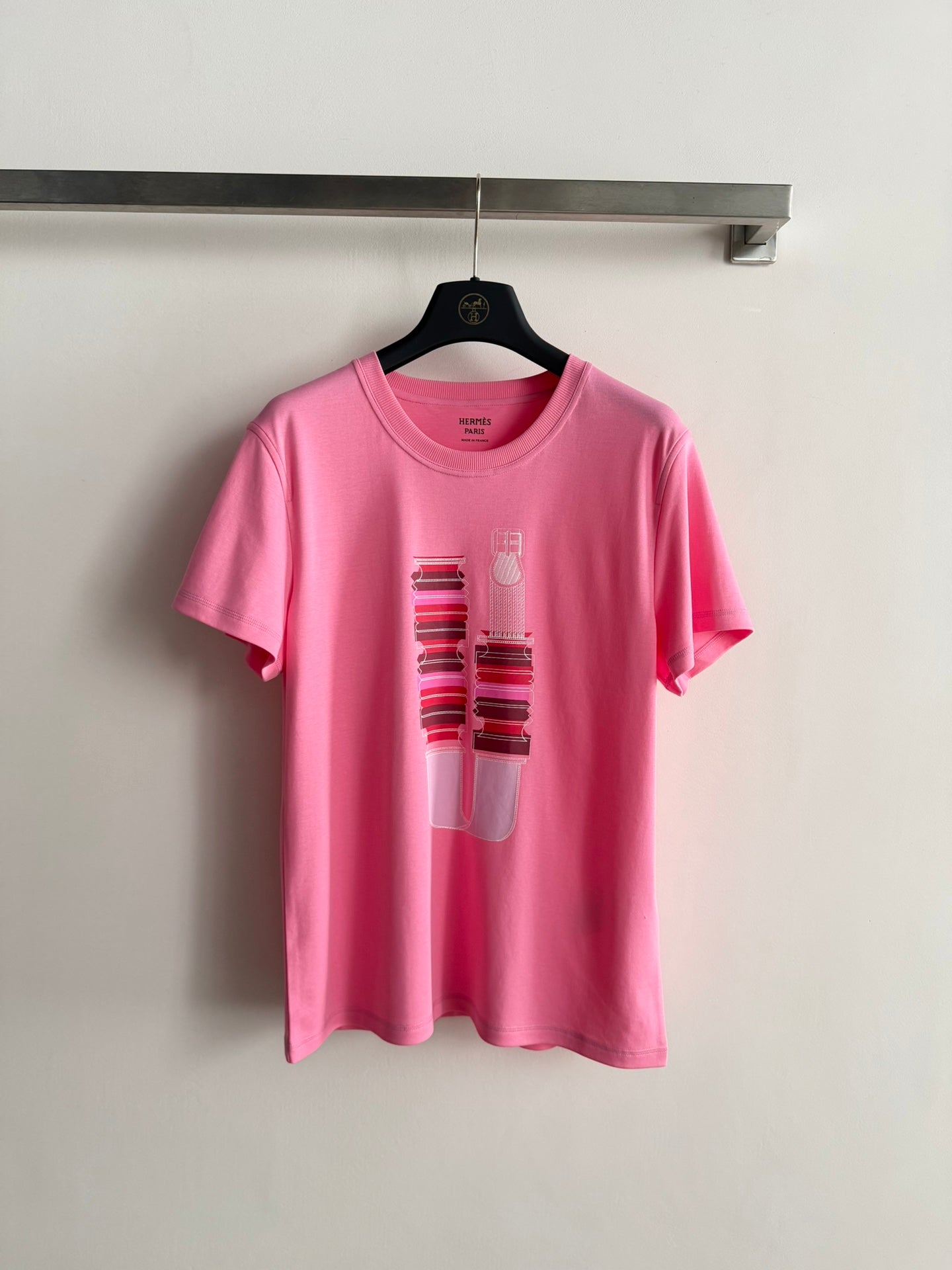 Hermes 26 Short-sleeved Printed T-shirt Pink in Cotton 888726