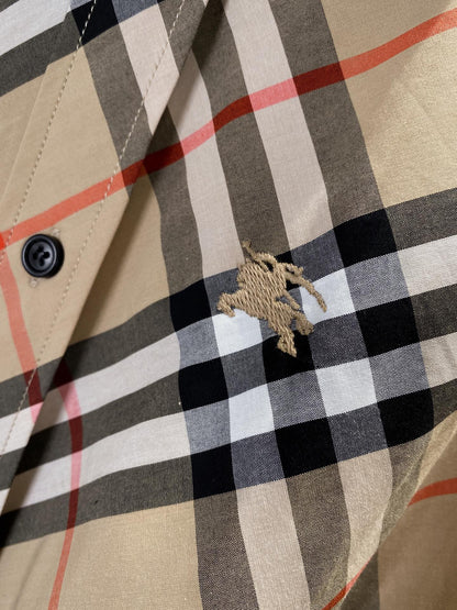 Burberry Short-sleeved Shirt Dress Beige Yellow in Twill Cotton 169205