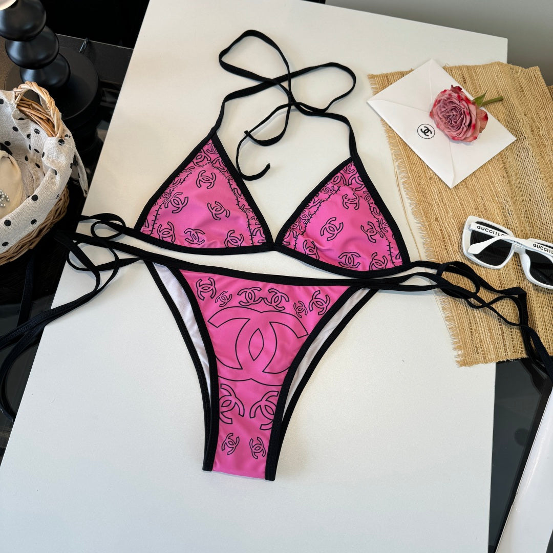Chanel Two-piece Bikini Swimsuit Pink in Cotton 195163