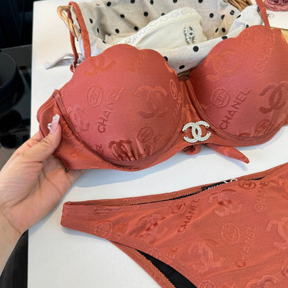 Chanel  Two-piece Bikini Swimsuit with Underwire Earthy Orange in Cotton 195161