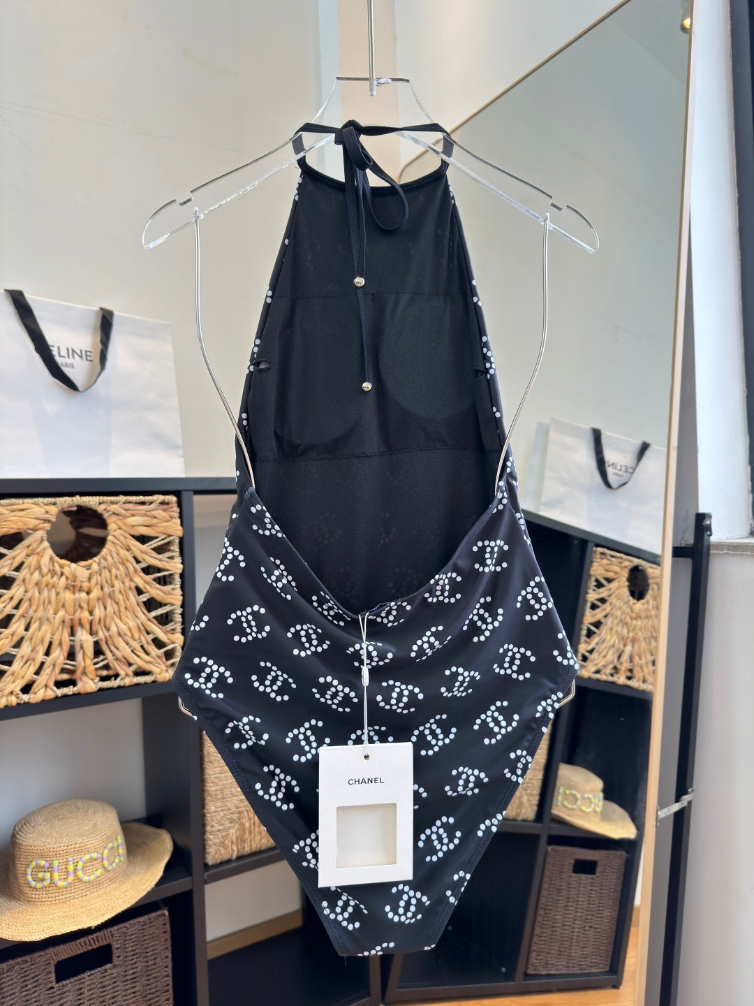 Chanel One-piece Swimsuit Black in Cotton