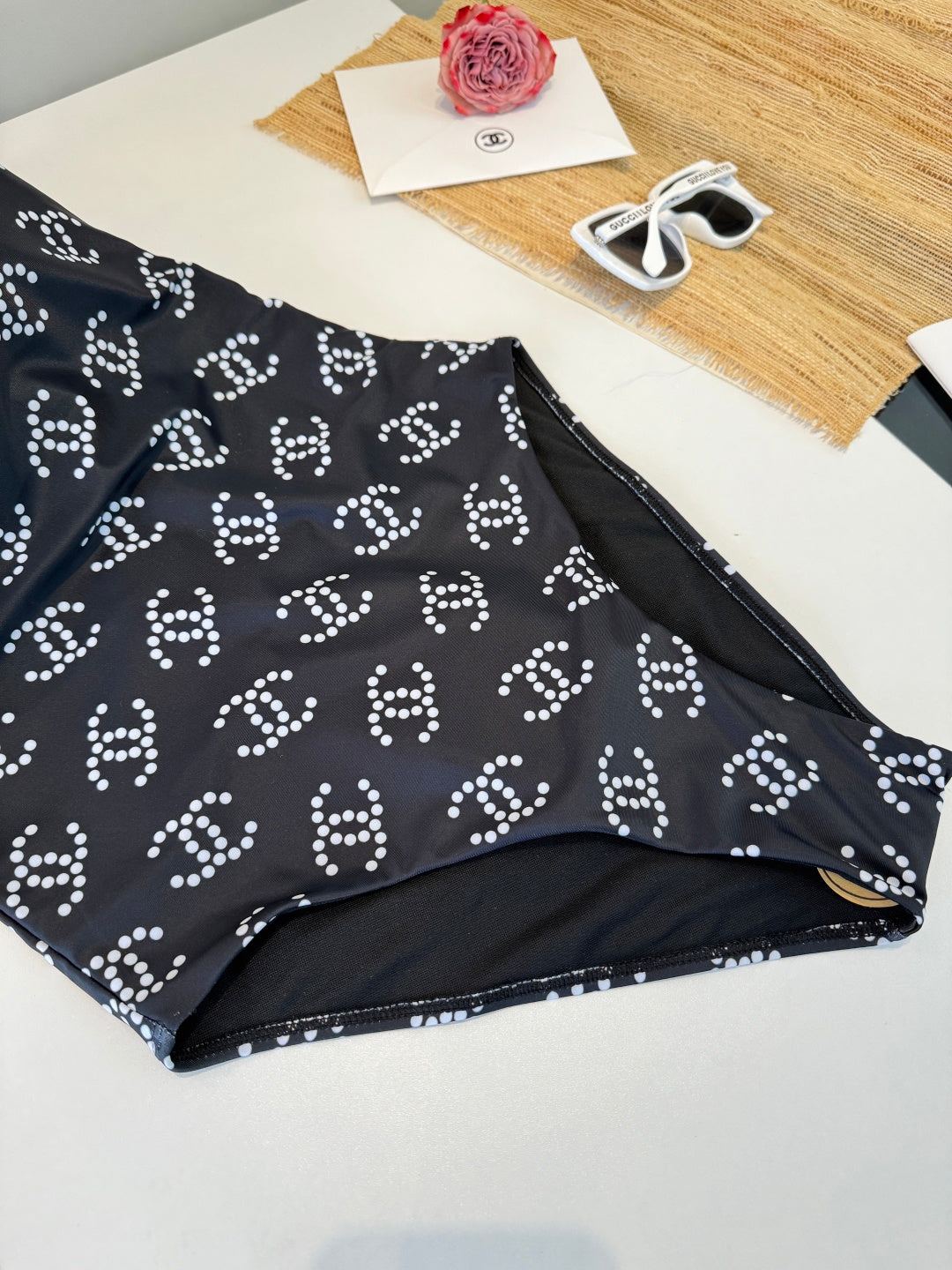 Chanel One-piece Swimsuit Black in Cotton