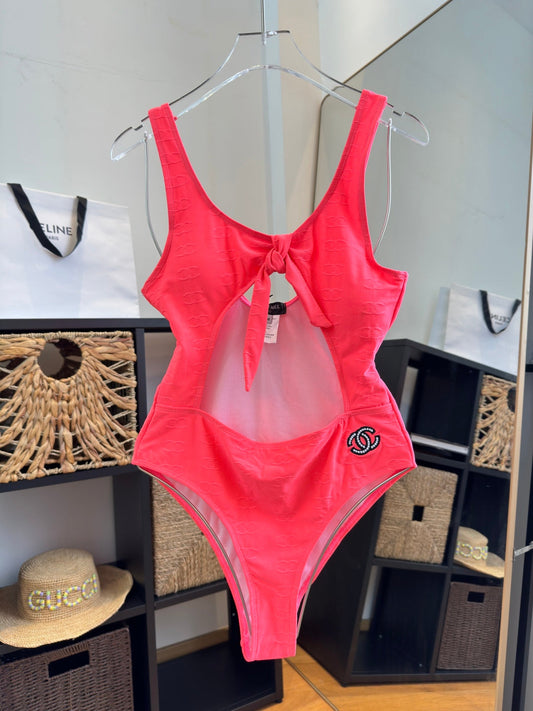 Chanel One-piece Swimsuit Pink in Nylon 195157