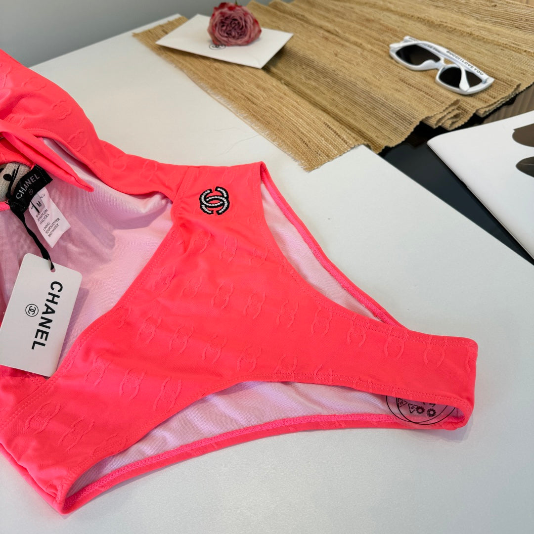 Chanel One-piece Swimsuit Pink in Nylon 195157