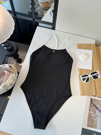 Chanel One-piece Swimsuit Black in Cotton 201808
