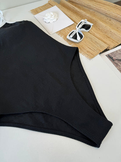 Chanel One-piece Swimsuit Black in Cotton 201808