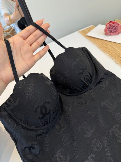 Chanel One-piece Swimsuit Black in Cotton 201803