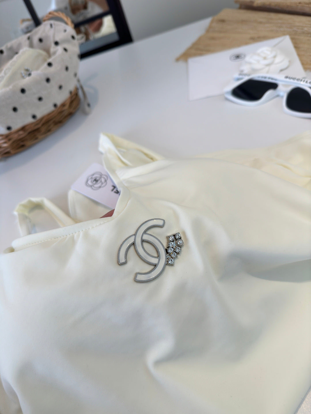 Chanel One-Piece Swimsuit White in Cotton polyester 204693