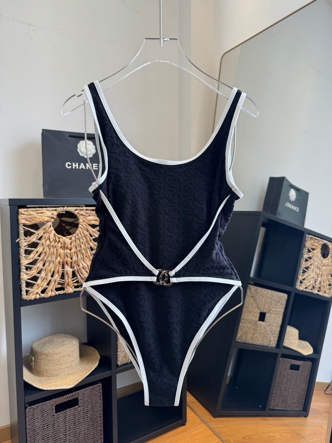 Chanel One-Piece Swimsuit Black in Cotton 204638