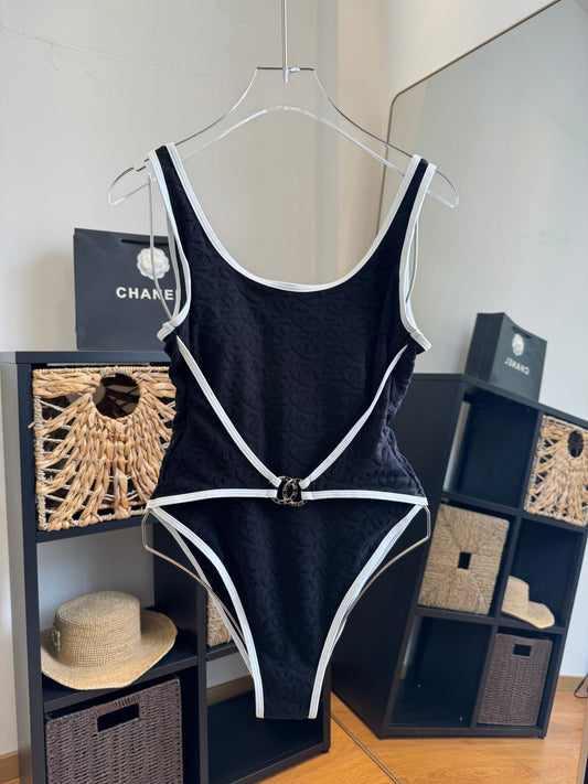 Chanel One-Piece Swimsuit Black in Cotton 204638