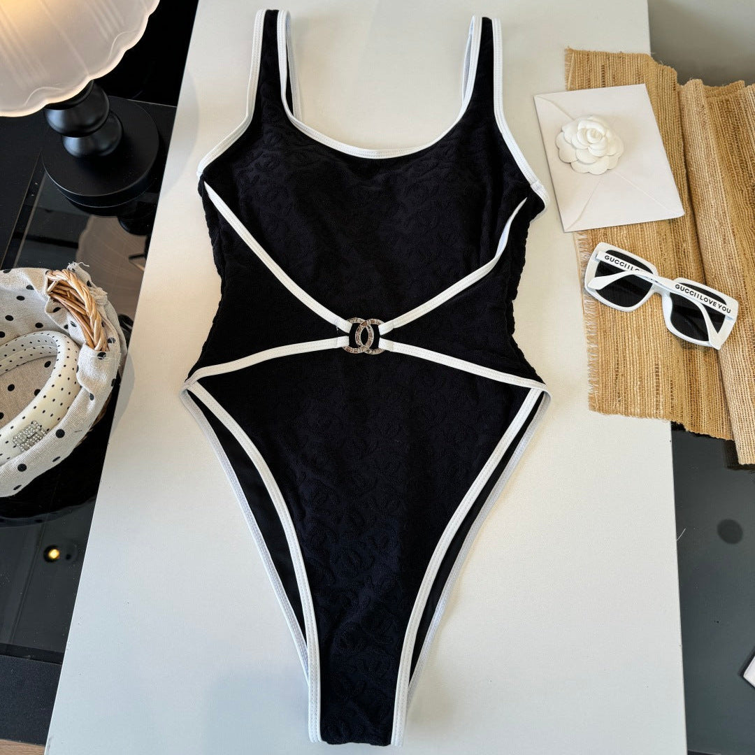 Chanel One-Piece Swimsuit Black in Cotton 204638
