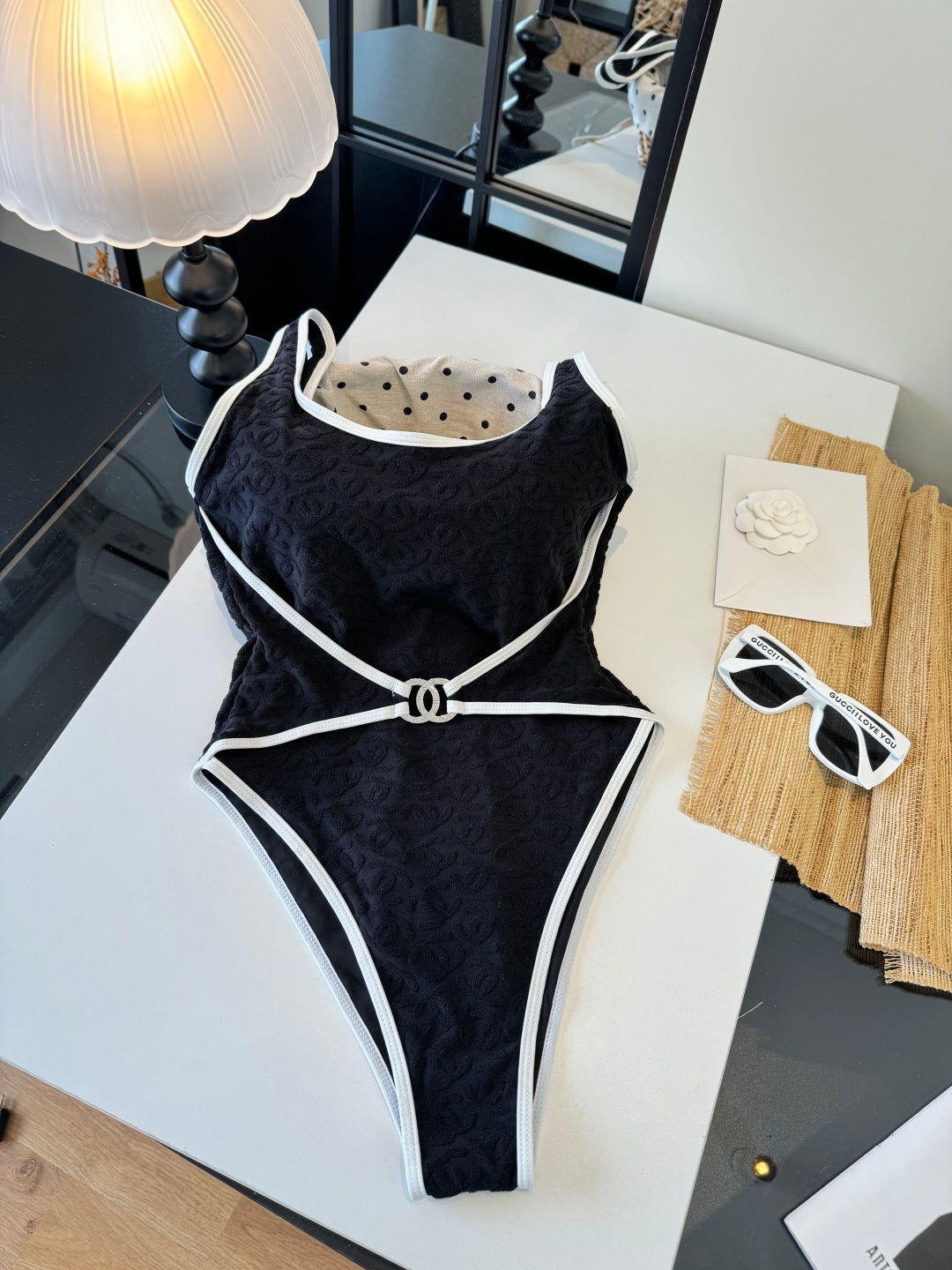 Chanel One-Piece Swimsuit Black in Cotton 204638