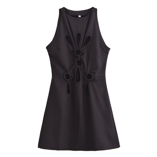 Vestido tipo chaleco elegante, sexy, sin mangas y con cuello redondo para mujer
