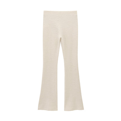 Ropa de mujer para primavera y verano, top de manga larga con lazo y pantalones acampanados