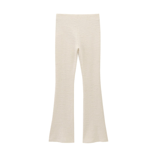 Ropa de mujer para primavera y verano, top de manga larga con lazo y pantalones acampanados
