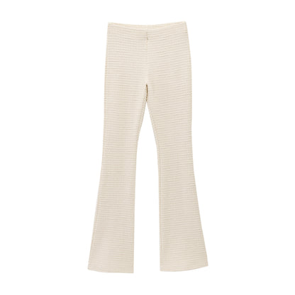 Ropa de mujer para primavera y verano, top de manga larga con lazo y pantalones acampanados