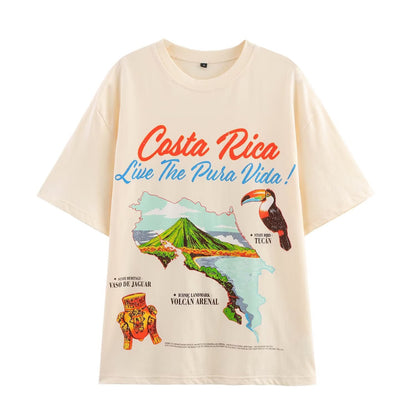 Camiseta holgada con estampado minimalista para mujer