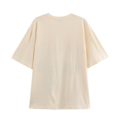 Camiseta holgada con estampado minimalista para mujer