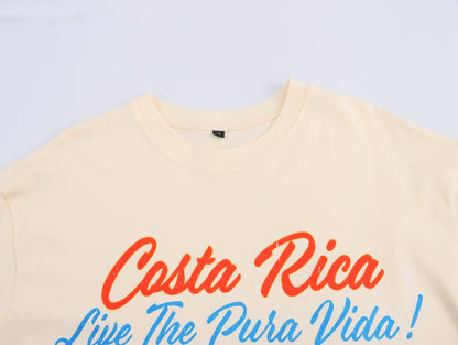Camiseta holgada con estampado minimalista para mujer
