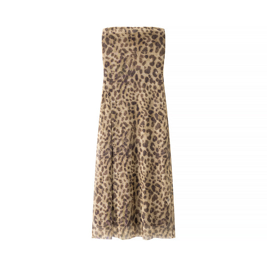 Homemade Women Clothing Classic All Match Western Leopard Print Dress