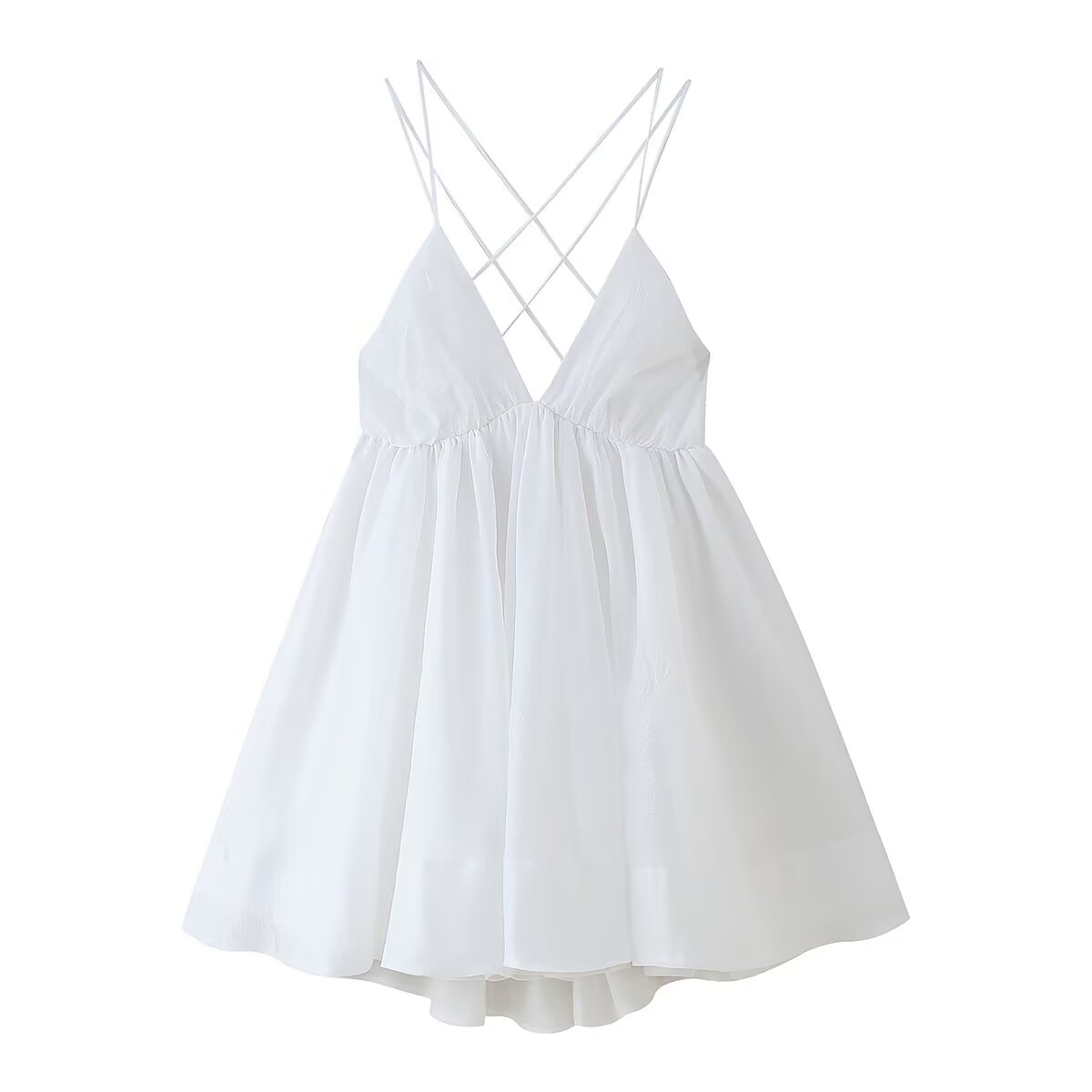 Vestido corto ajustado con escote en V profundo y espalda descubierta con cordones para mujer