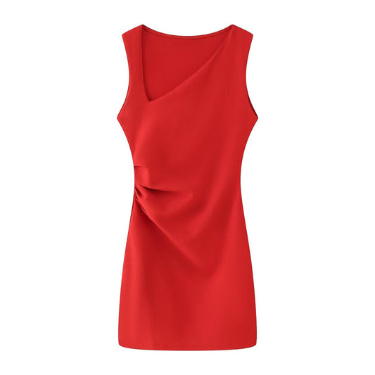 Vestido corto plisado informal de primavera y verano para mujer