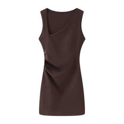 Vestido corto plisado informal de primavera y verano para mujer