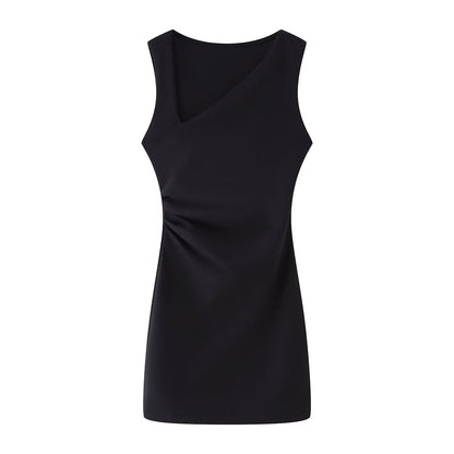 Vestido corto plisado informal de primavera y verano para mujer