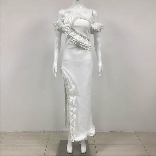 Summer V neck Sling Dress Women Sexy Backless Bandage Lotus Leaf Dress