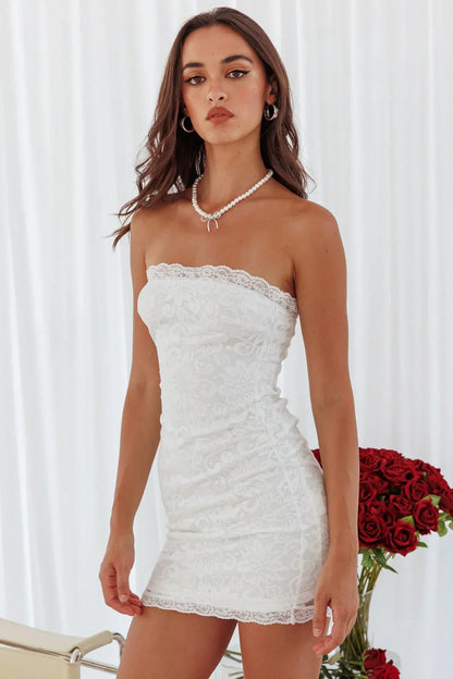 Must Be Love Lace Mini Dress White