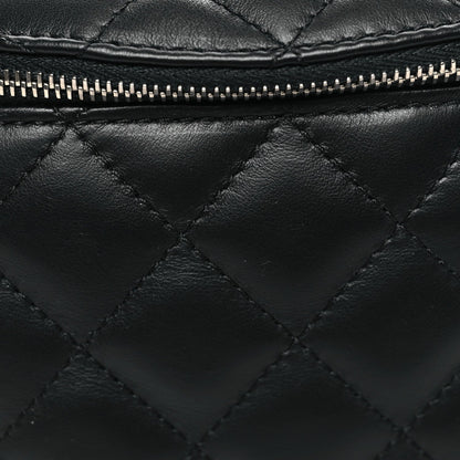 Calfskin Quilted Waist Belt Bag Black