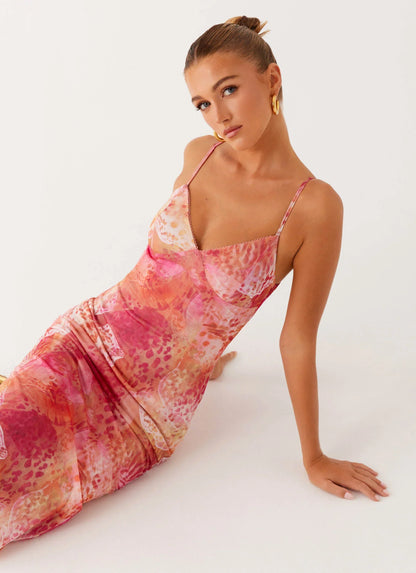 Kasey Midi Dress - Flamingo Fling